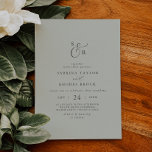Invitation Elégant blanc coordonnées Floral Sage Mint Mariage<br><div class="desc">Cette élégante faire-part de mariage à la menthe blanche et fleurie est parfaite pour un mariage simple. Le design minimaliste vert clair présente une typographie romantique avec style glamour moderne. Personnalisable dans n'importe quelle couleur. Gardez le design minimal et élégant, tel quel, ou personnalisez-le en ajoutant vos propres graphiques et...</div>