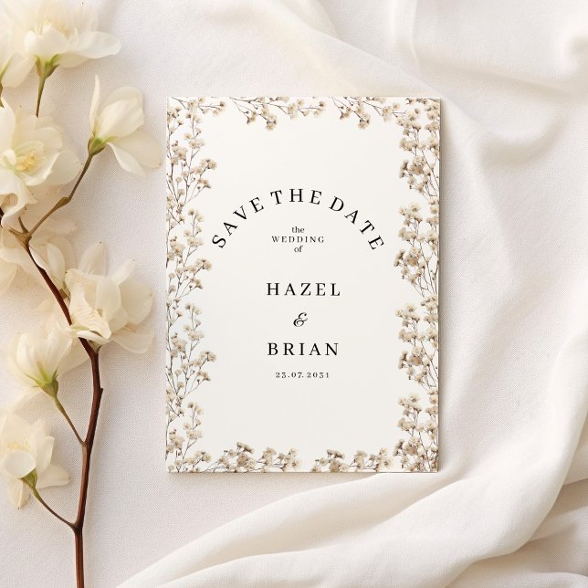 Invitation Elégant blanc gypsophila floral Enregistrer la dat (Elegant white gypsophila floral Save the Date)