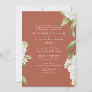 Invitation Élégant blanc Hydrangea Cinnamon IV Mariage