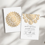 Invitation Elégant Blanc Or traditionnel Mariage Mandala<br><div class="desc">Elégante faire-part de mariage traditionnelle avec ornement mandala. Couleurs classiques de blanc avec l'or (PAS FOIL) imitation d'or. La faire-part de mariage minimaliste et luxueuse.</div>