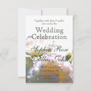 Invitation Elégant blanc pêche orange roses