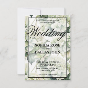 Invitation Elégant blanc vert aquarelle Mariage floral