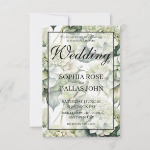 Invitation Elégant blanc vert aquarelle Mariage floral