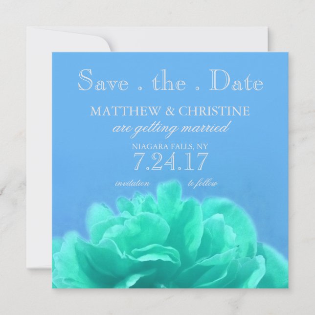 Invitation Élégant Bleu Aquarelle Floral Save The Date (Devant)