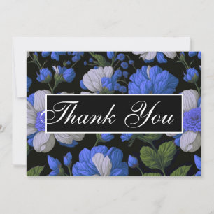 Invitation Elégant bleu argenté blanc élégant floral rétro