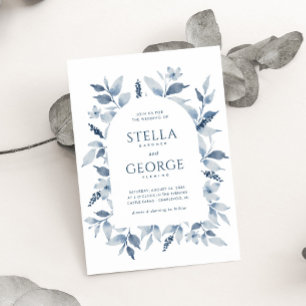 Invitation Elégant bleu azur aquarelle Floral Arch Mariage
