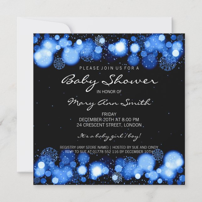 Invitation Elégant bleu Baby shower d'hiver (Devant)