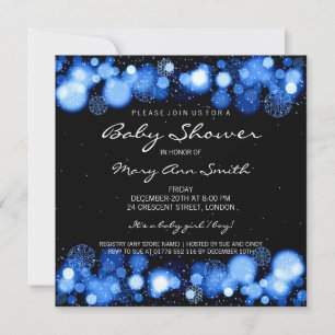 Invitation Elégant bleu Baby shower d'hiver