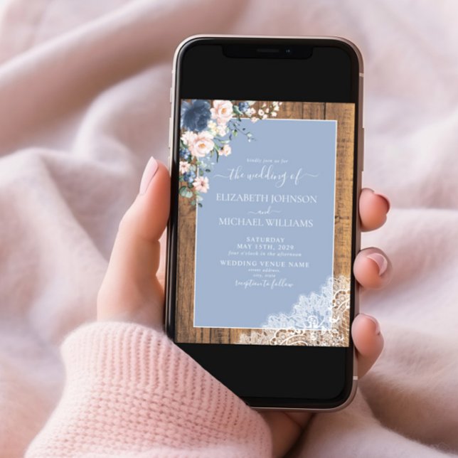 Invitation Elégant bleu bleu bleu bleu rousse Mariage photo e (Créateur téléchargé)