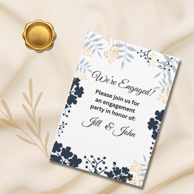 Invitation Élégant Bleu Botanique Mariage Fiançailles (Créateur téléchargé)