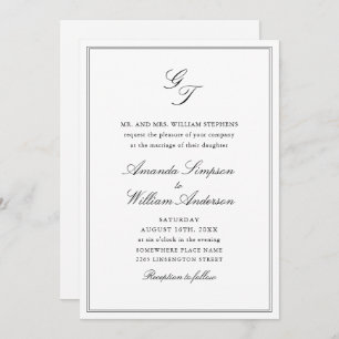 Invitation Elégant bleu Dusty Jardin Français Mariage Floral