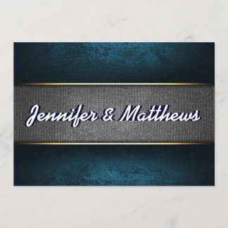 Invitation élégant bleu et Gris-blanc de mariage