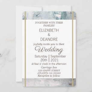Invitation Elégant bleu gris bleu gris or moderne mariage