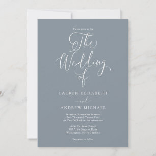 Invitation Elégant bleu gris gris minimaliste Mariage