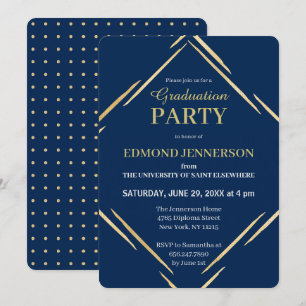 Invitation Élégant Bleu High School 2025 Graduation Party