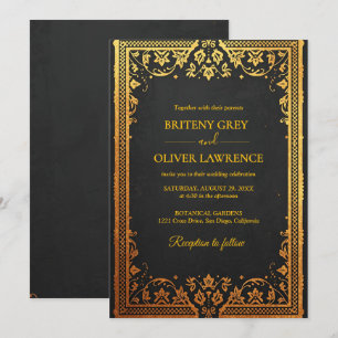 Invitation Elégant bleu marine Gold Papel Picado désherber