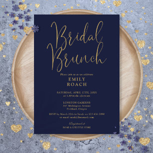 Invitation Élégant bleu marine or script mariage lot de showe