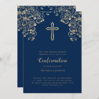 Élégant Bleu Or Bible Verse Confirmation