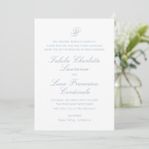 Invitation Elégant bleu outresque Mariage traditionnel