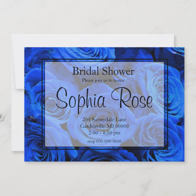 Invitation Elégant bleu rose bleu fleurs bleu bleu bleu flora (Devant)