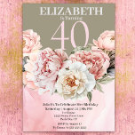 Invitation Elégant Bleu rose Peony 40e anniversaire<br><div class="desc">Elégante Fleur de pivoine rose Bleu 40e Invitation Anniversaire Pour Femmes. Il Est Facile De Changer L'Exemple De Texte En Vous Propre En Cliquant Sur Personnaliser. Cliquez Sur Personnaliser/Modifier Avec L'Outil De Création Pour Modifier Le Type De Police, La Couleur De Police, La Taille De Police, Ou Pour Ajouter/Supprimer/Modifier Le...</div>