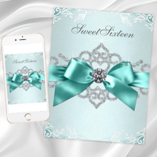 Invitation Élégant bleu sarcelle diamant pour toutes occasion