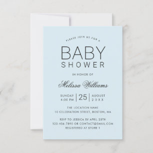 Invitation Elégant Bleu Simple Moderne Baby shower garçon
