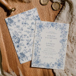 Invitation Elégant bleu Toile Français Chinoiserie Mariage<br><div class="desc">Entrez dans un monde de romantisme et de sophistication grâce à notre Faire-part de mariage élégante de Chinoiserie Blue French Toile. Ce modèle faire-part de mariage exquis est conçu pour capturer l'essence de votre journée spéciale, alliant le charme vintage à l'élégance moderne. Design intemporel : Avec un motif botanique victorien...</div>
