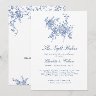 Invitation Elégant Bleu Toile Français Jardin Répétition Dîne