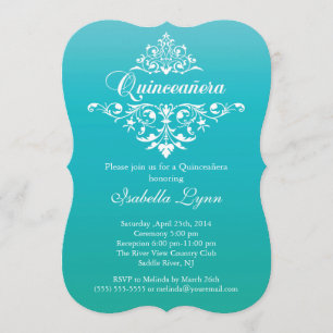 Invitation Elégant bleu turquoise Ombre Quinceañera Party