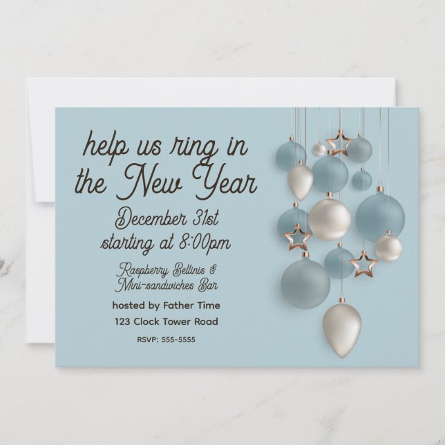 Invitation Elegant Blue and White Ornaments (Devant)