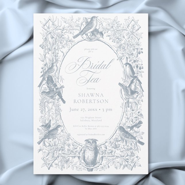 Invitation Elegant Blue Chinoiserie Nature Birds Bridal Tea (Elegant Blue Chinoiserie Nature Birds Bridal Tea Invitation)