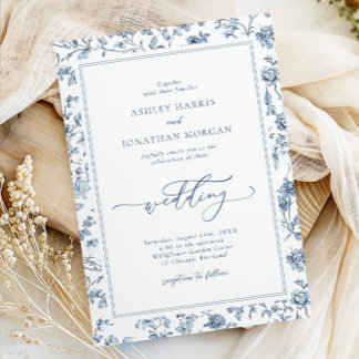 Invitation Elegant Blue Chinoiserie Wedding
