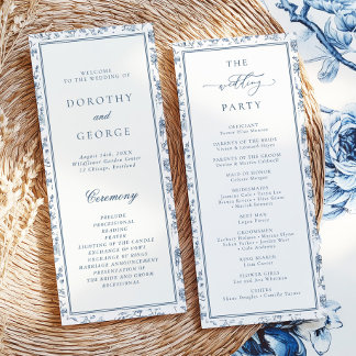 Invitation Elegant Blue Chinoiserie Wedding Program