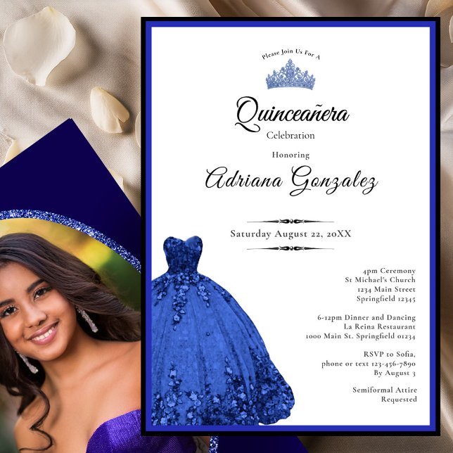 Invitation Elegant blue dress 15th birthday Quinceanera (Créateur téléchargé)