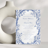 Elégant Blue Floral Open House Réception de mariag