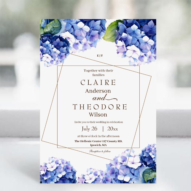 Invitation Elégant Blue Hydrangea Beau Mariage Floral (Créateur téléchargé)