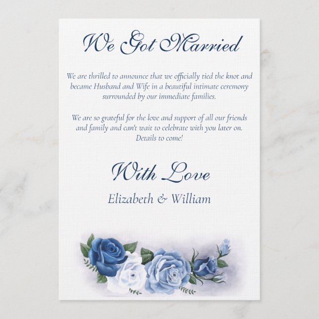 Invitation Elegant Blue Regency Cameo Roses (Devant)