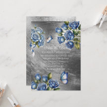 Elegant Blue Roses Butterfly Silver Wedding
