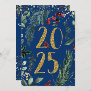 Invitation Elegant Blue Rustic 2025 New Years Eve Party