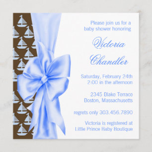 Invitation Elégant Blue Sailboat Baby Boy Douche