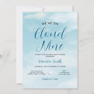 Invitation Elegant Blue Sky Cloud Nine Baby Shower Theme