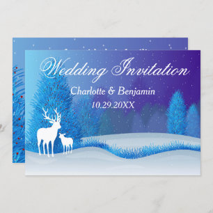 Invitation Elégant Blue Winter Snow Paysage Mariage Invit