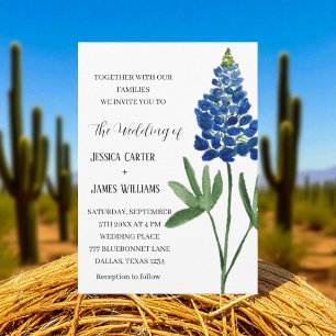 Invitation Elégant Bluebonnet Texas Aquarelle Floral Mariage