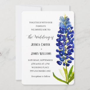 Invitation Elégant Bluebonnet Texas Aquarelle Floral Mariage