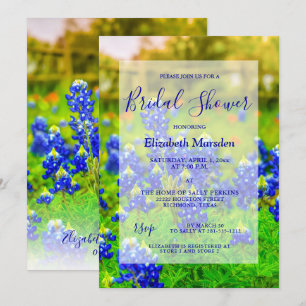 Invitation Elégant Bluebonnets Floral Photo Fête des mariées