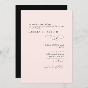 Invitation Élégant Blush & Black Bride Parents Mariage