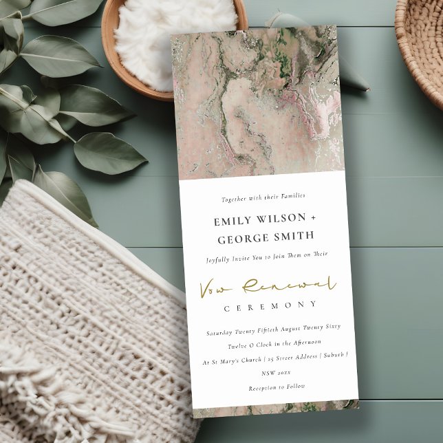 INVITATION ÉLÉGANT BLUSH DUSKY ROSE GOLD AGATE VOW RENOWAL (Créateur téléchargé)
