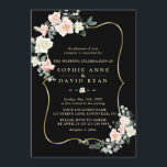 Invitation Elégant Blush Fleurs blanches or Black Mariage<br><div class="desc">Carte unique design avec délicate couleur crème blanche aquarelle,  cadre faux or,  cloison florale,  le tout sur un arrière - plan noir. Utilisez l'outil Personnaliser pour ajouter vos informations. Pour les articles correspondants,  s'il vous plaît,  visitez ma collection florale de crème blanche.</div>