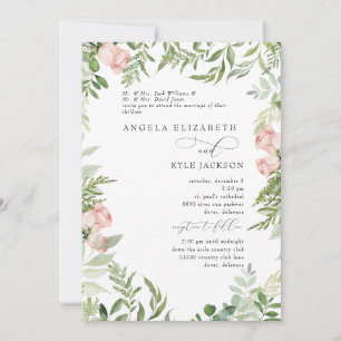 Invitation Elégant Blush Floral Eucalyptus Les deux parents
